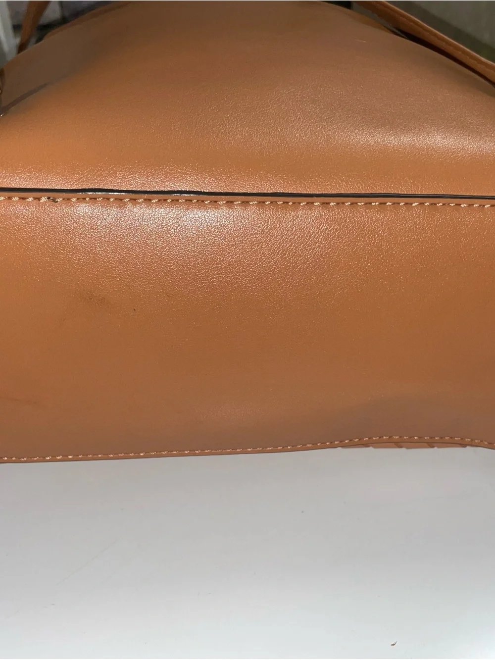 Woven Leather-Style Backpack - Brown Vegan leather